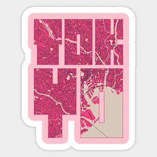 Tokyo, Japan City Map Typography - Blossom Sticker